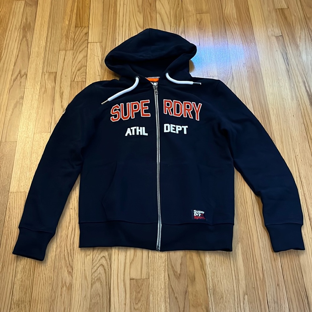 Super Dry Academy Navy Zip Up Hoodie